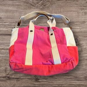Vintage Gap Pink Orange Tote Canvas Shoulder or Crossbody
